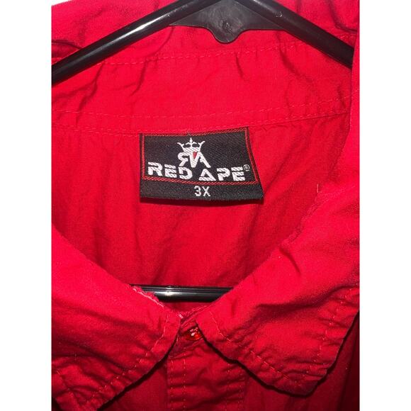 Red Ape mens red short sleeve button up shirt size 3x - Picture 4 of 7